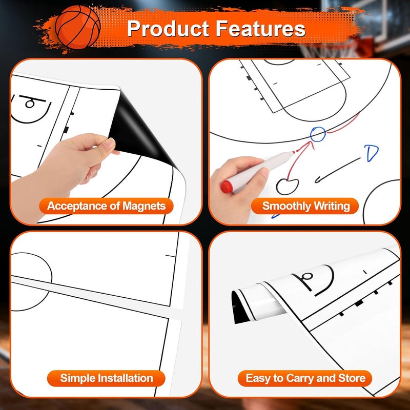 HIGHRAZON 2 Piece Large Coaches Clipboard,White Dry Erase Coaching Sheet for Whiteboard,Basketball Tactics White Board for Coaches and Teachers Gift, Teaching Aid Tools for Classrooms - Image 4